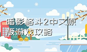 暗影格斗2中文原版游戏攻略