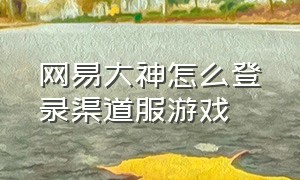 网易大神怎么登录渠道服游戏