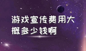 游戏宣传费用大概多少钱啊