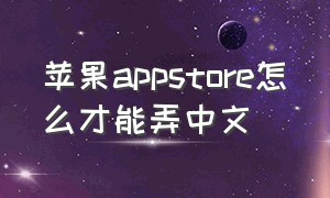 苹果appstore怎么才能弄中文