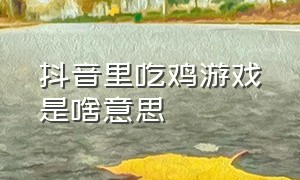 抖音里吃鸡游戏是啥意思