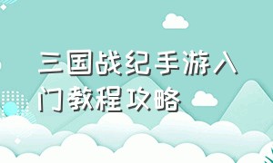 三国战纪手游入门教程攻略