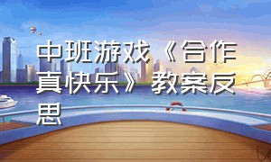 中班游戏《合作真快乐》教案反思