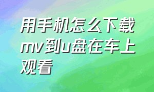 用手机怎么下载mv到u盘在车上观看