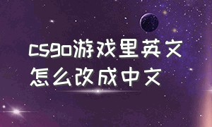 csgo游戏里英文怎么改成中文