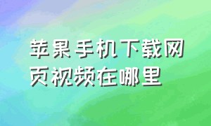 苹果手机下载网页视频在哪里