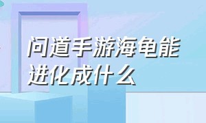 问道手游海龟能进化成什么