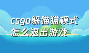 csgo躲猫猫模式怎么退出游戏