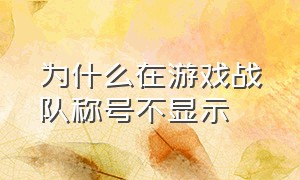 为什么在游戏战队称号不显示