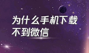 为什么手机下载不到微信