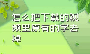 怎么把下载的视频里原有的字去掉