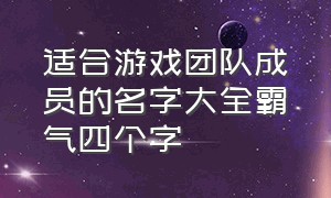 适合游戏团队成员的名字大全霸气四个字