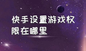 快手设置游戏权限在哪里