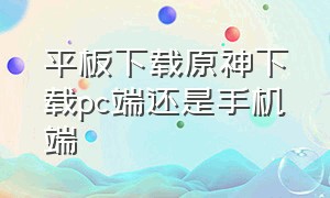 平板下载原神下载pc端还是手机端