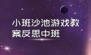 小班沙池游戏教案反思中班