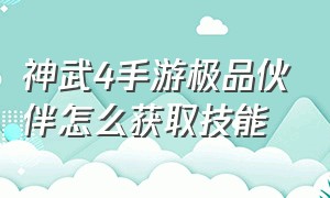 神武4手游极品伙伴怎么获取技能