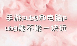 手游pubg和电脑pubg能不能一块玩