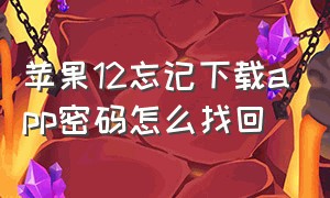 苹果12忘记下载app密码怎么找回