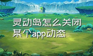 灵动岛怎么关闭某个app动态