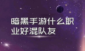 暗黑手游什么职业好混队友