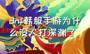 dnf韩服手游为什么没人打深渊了