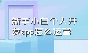 新手小白个人开发app怎么运营