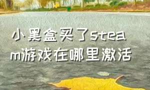 小黑盒买了steam游戏在哪里激活