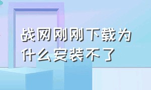 战网刚刚下载为什么安装不了