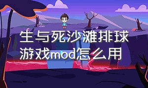 生与死沙滩排球游戏mod怎么用