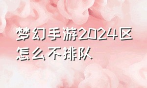 梦幻手游2024区怎么不排队