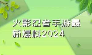 火影忍者手游最新爆料2024