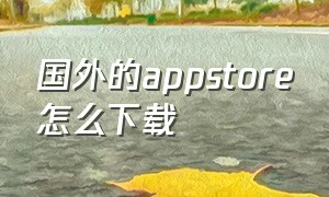 国外的appstore怎么下载