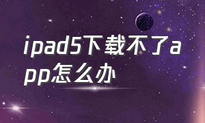 ipad5下载不了app怎么办