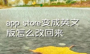 app store变成英文版怎么改回来