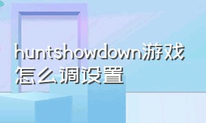 huntshowdown游戏怎么调设置