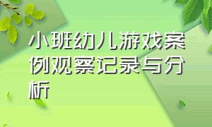 小班幼儿游戏案例观察记录与分析