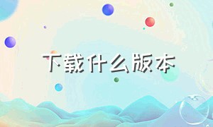 下载什么版本