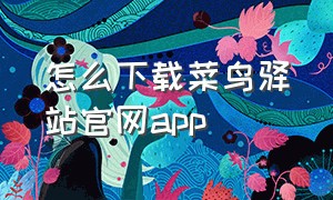 怎么下载菜鸟驿站官网app