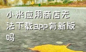 小米应用商店无法下载app有新版吗