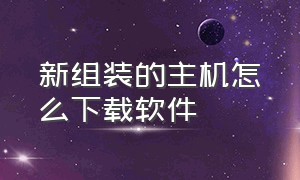 新组装的主机怎么下载软件