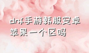 dnf手游韩服安卓苹果一个区吗