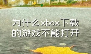 为什么xbox下载的游戏不能打开