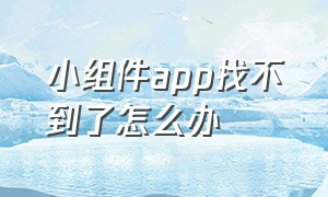 小组件app找不到了怎么办