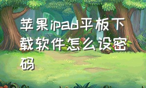 苹果ipad平板下载软件怎么设密码