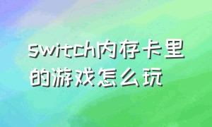 switch内存卡里的游戏怎么玩