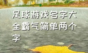 足球游戏名字大全霸气简单两个字