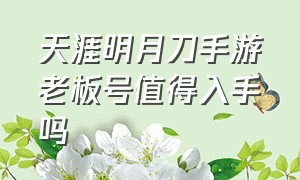 天涯明月刀手游老板号值得入手吗