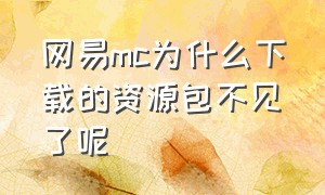 网易mc为什么下载的资源包不见了呢