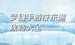 梦幻手游夜东湖攻略大全