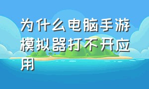 为什么电脑手游模拟器打不开应用